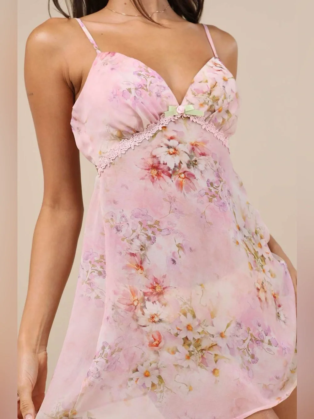 Lulu’s Keira Floral Tie Back Lingerie Slip